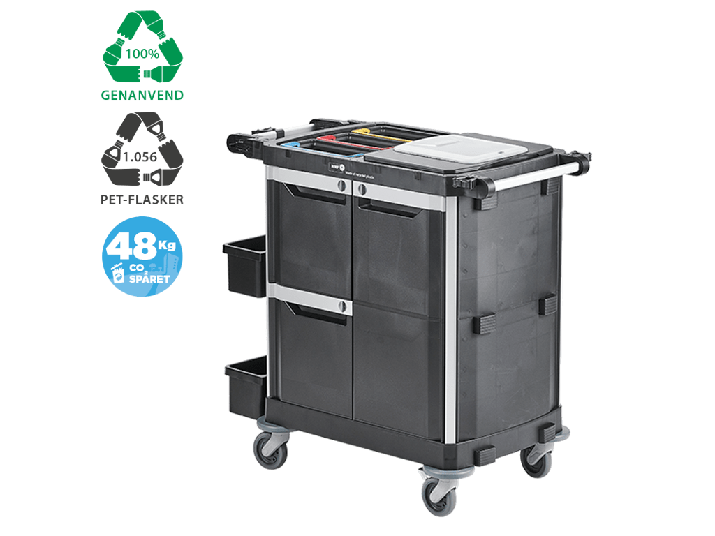 Rengøringsvogn i genbrugsplast - Split dør - Medium