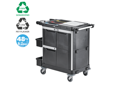 Rengøringsvogn i genbrugsplast - Split dør - Medium