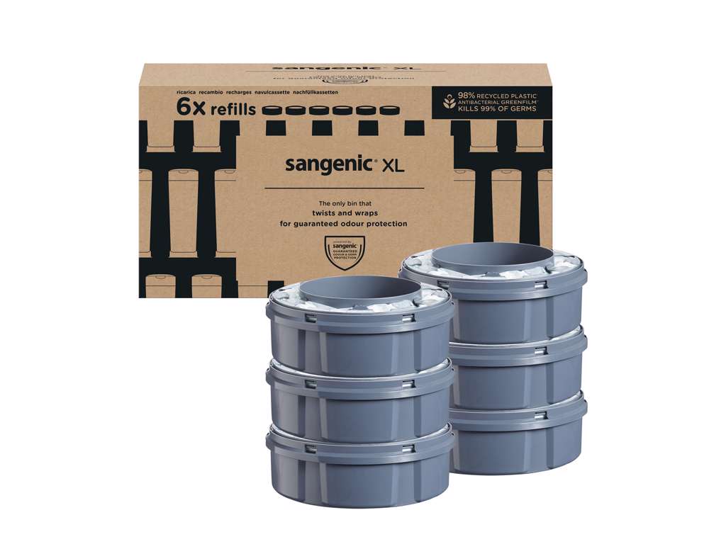 Tommee Tippee, Sangenic Twist & Click XL Refiller, 6 stk. – Antibakterielle bleposer med GREENFILM