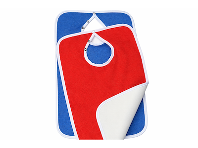 Hagesmæk frotté med vandtæt bagside BLÅ 35x51cm