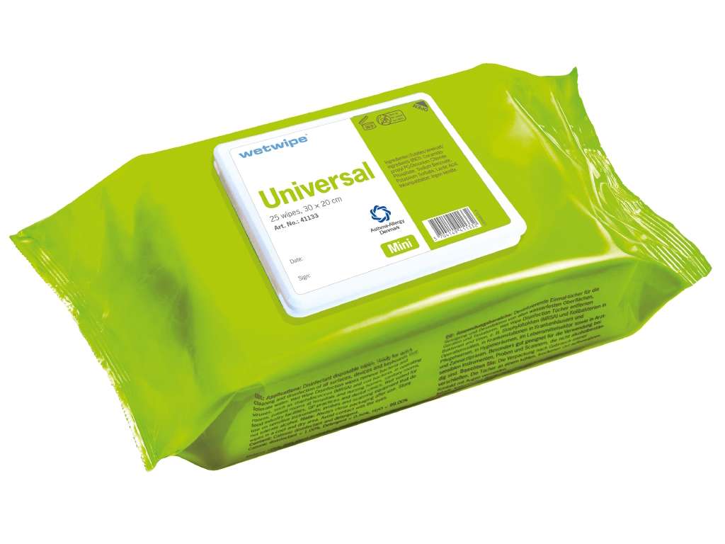 Universalklud Wet Wipe Mini m/vand+sæbe 20 pk a 25 stk