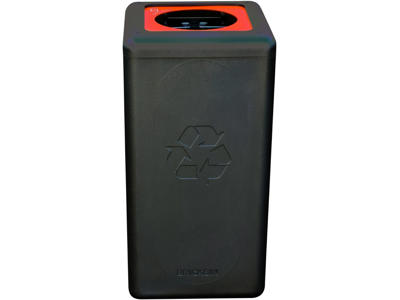 Affaldsspand til kildesortering sort genbrugsplast med Orange låg