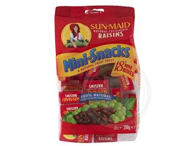 Sun Maid rosiner i små æsker   12 x 18 x 14 g