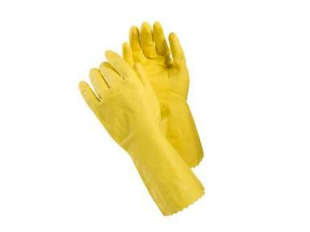 Gummihandsker latex GUL Medium str. 8 á 10 par