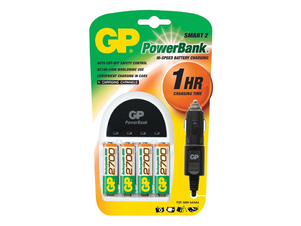 Oplader incl. 4 x AA-batterier