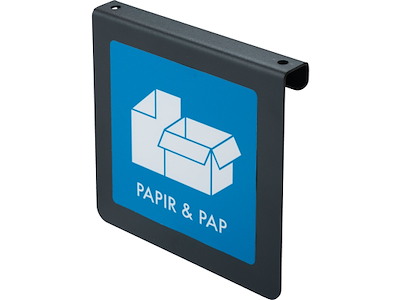 Bukket plade, grå, til piktogrammer til affaldsstativ på hjul