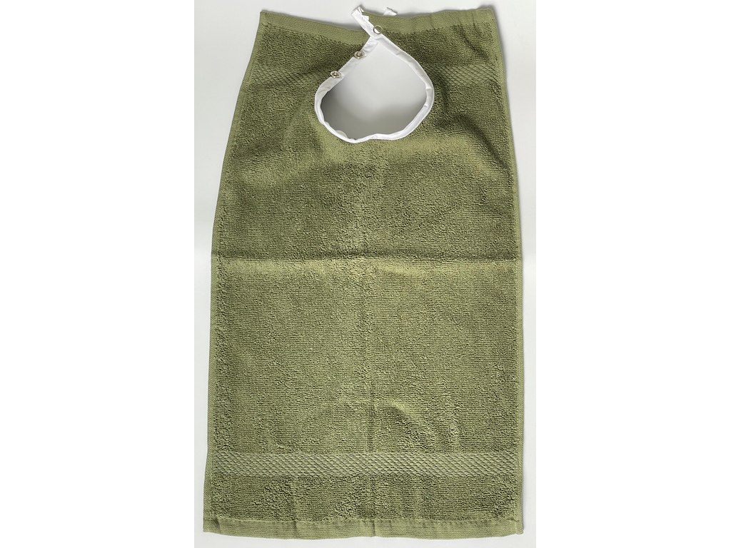 Hagesmæk frotté med tryklås OLIVENGRØN 30x50cm