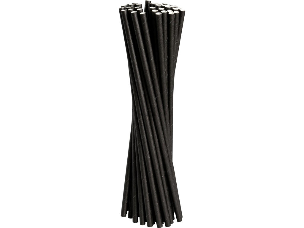 Sugerør 12 cm.  sort papir á 1000 stk.