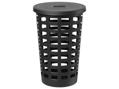 Vasketøjskurv med låg 54 liter. Sort.