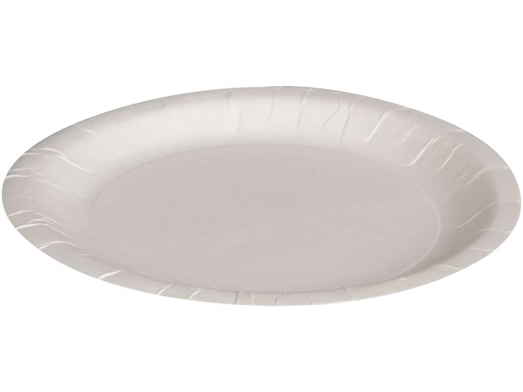 Flad plastbehandlet paptallerken 18 cm á 1000 stk.