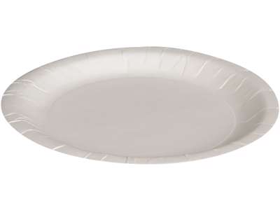 Flad plastbehandlet paptallerken 18 cm á 1000 stk.