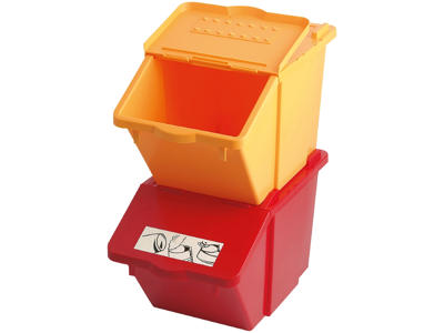 Affaldsspand, 45l,Gul plast, stabelbar til kildesortering H32 B32 D57cm