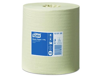 Håndklæderulle Tork, midi M2 u/hylse, 1-lags, 6x300m,Gul