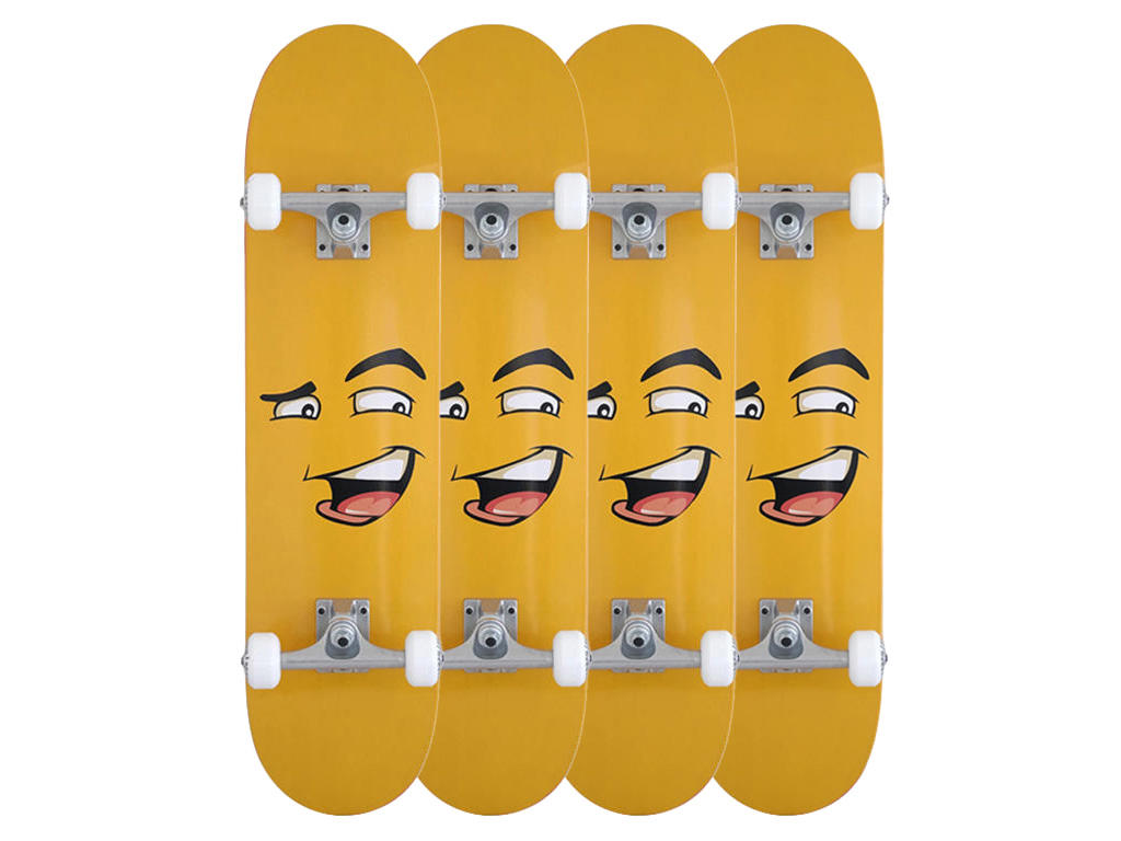 Skateboard 7,25"x29,2" Smileyface 4 stk