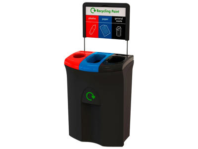 Affaldsspand til kildesortering sort med farvede låg 3x36 lt