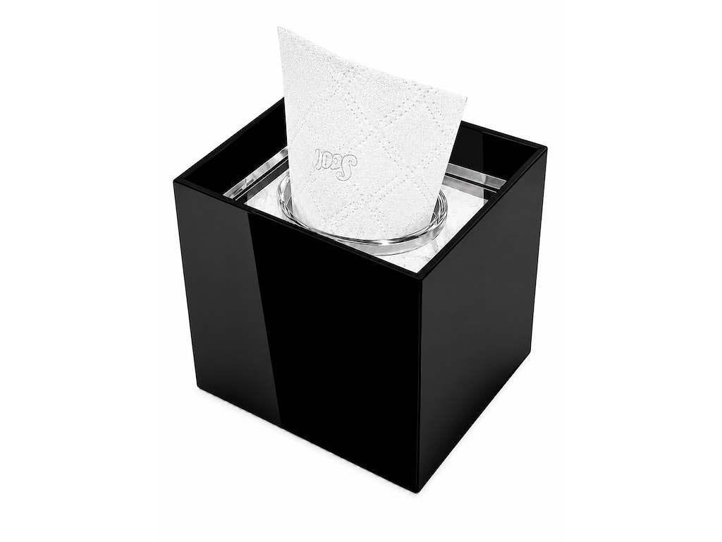 Dispenser til bord, næsepapir, sort plexi, 13,5 × 10 × 12 cm
