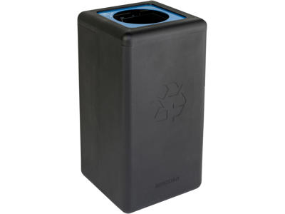 Affaldsspand til kildesortering sort genbrugsplast med Blåt låg