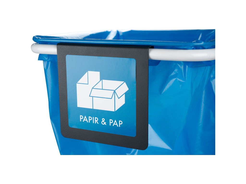 Bukket plade, grå, til piktogrammer til affaldsstativ på hjul