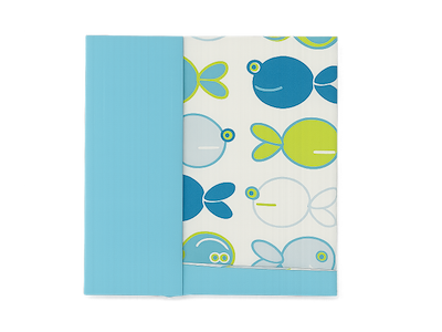 Sengesæt, baby 70x100cm Blå fisk