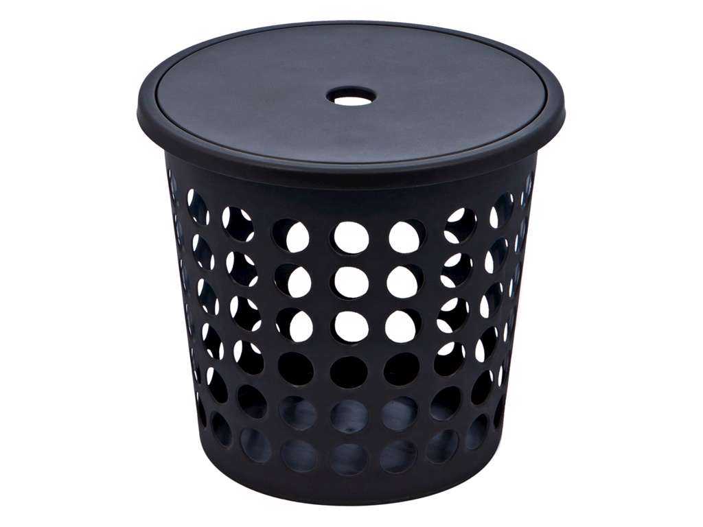 Vasketøjskurv med låg SORT 25 liter