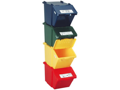 Affaldsspand, 45l,Grøn plast, stabelbar til kildesortering H32 B32 D57cm