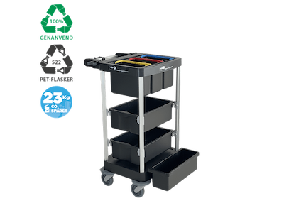 Rengøringsvogn Gengrugsplast Sort Small Åben model N-1000-NRT2-S3