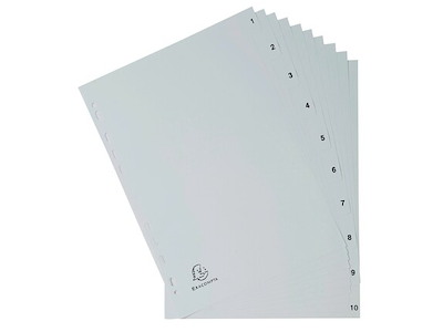 Faneblade, plast, A4, grå, 1-10