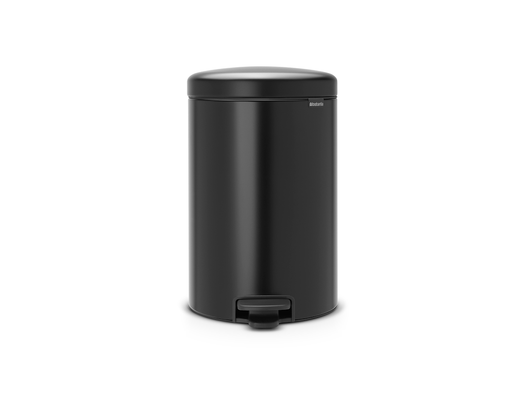 Pedalspand, 20 liter, 46,7 x 29 x 38 cm, soft close-låg, plast inderspand, mat sort – Brabantia NewIcon