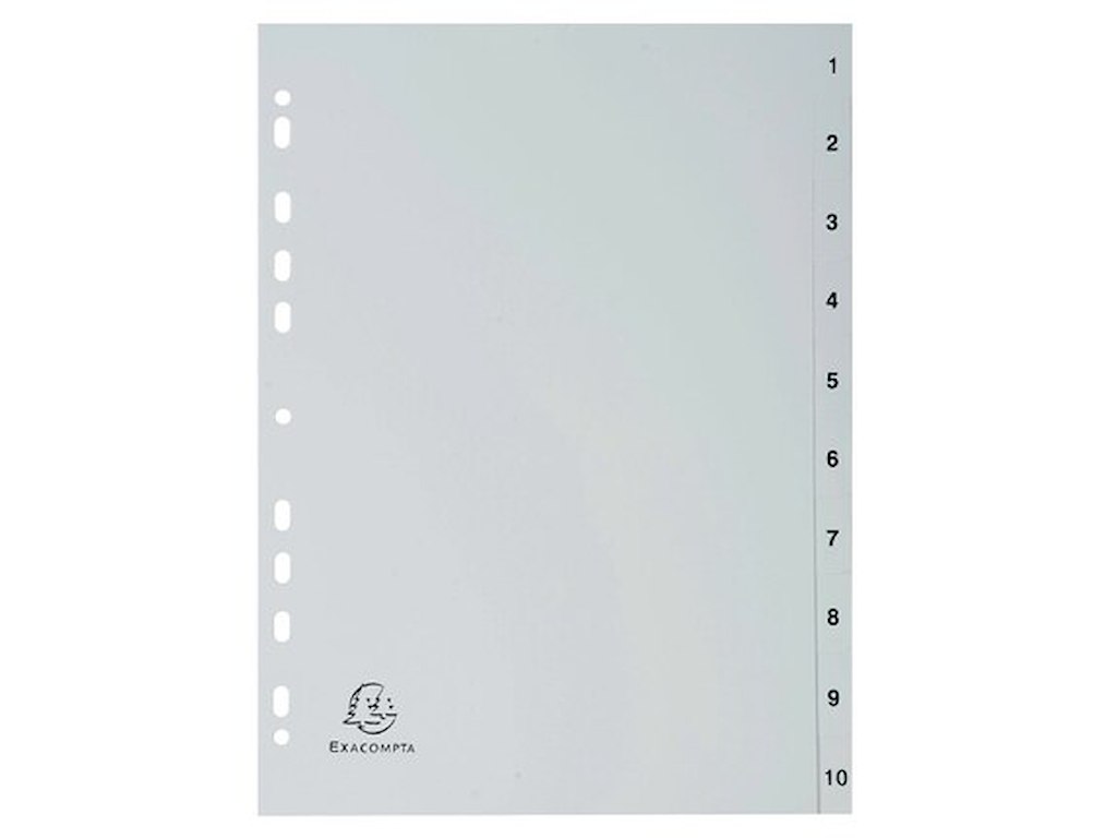 Faneblade, plast, A4, grå, 1-10