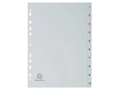 Faneblade, plast, A4, grå, 1-10