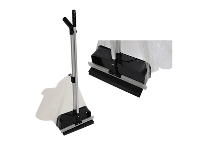 Fejesæt med langt skaft og sweeper til pose sort aluminium