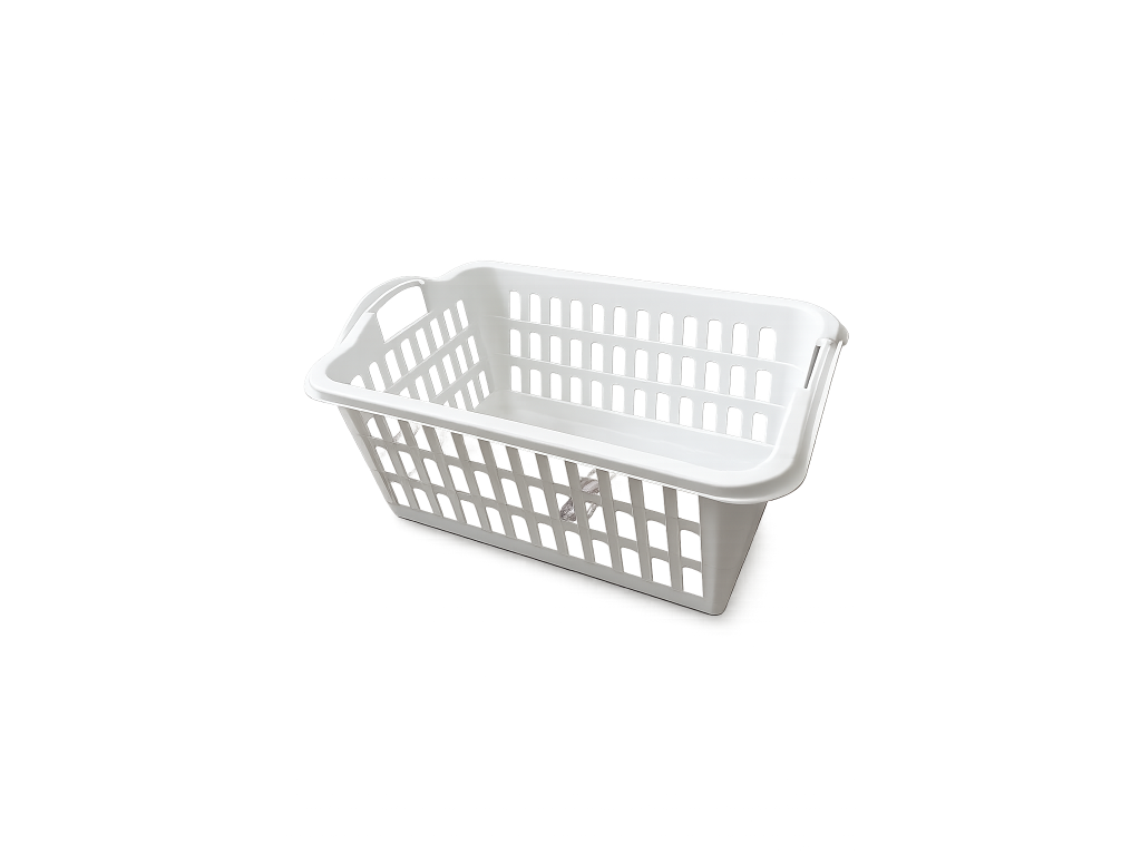 Vasketøjskurv firkantet lav hvid plast