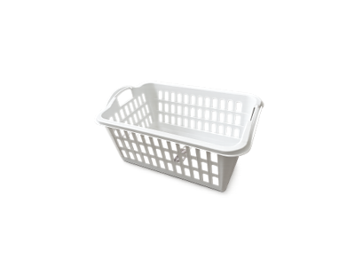 Vasketøjskurv firkantet lav hvid plast